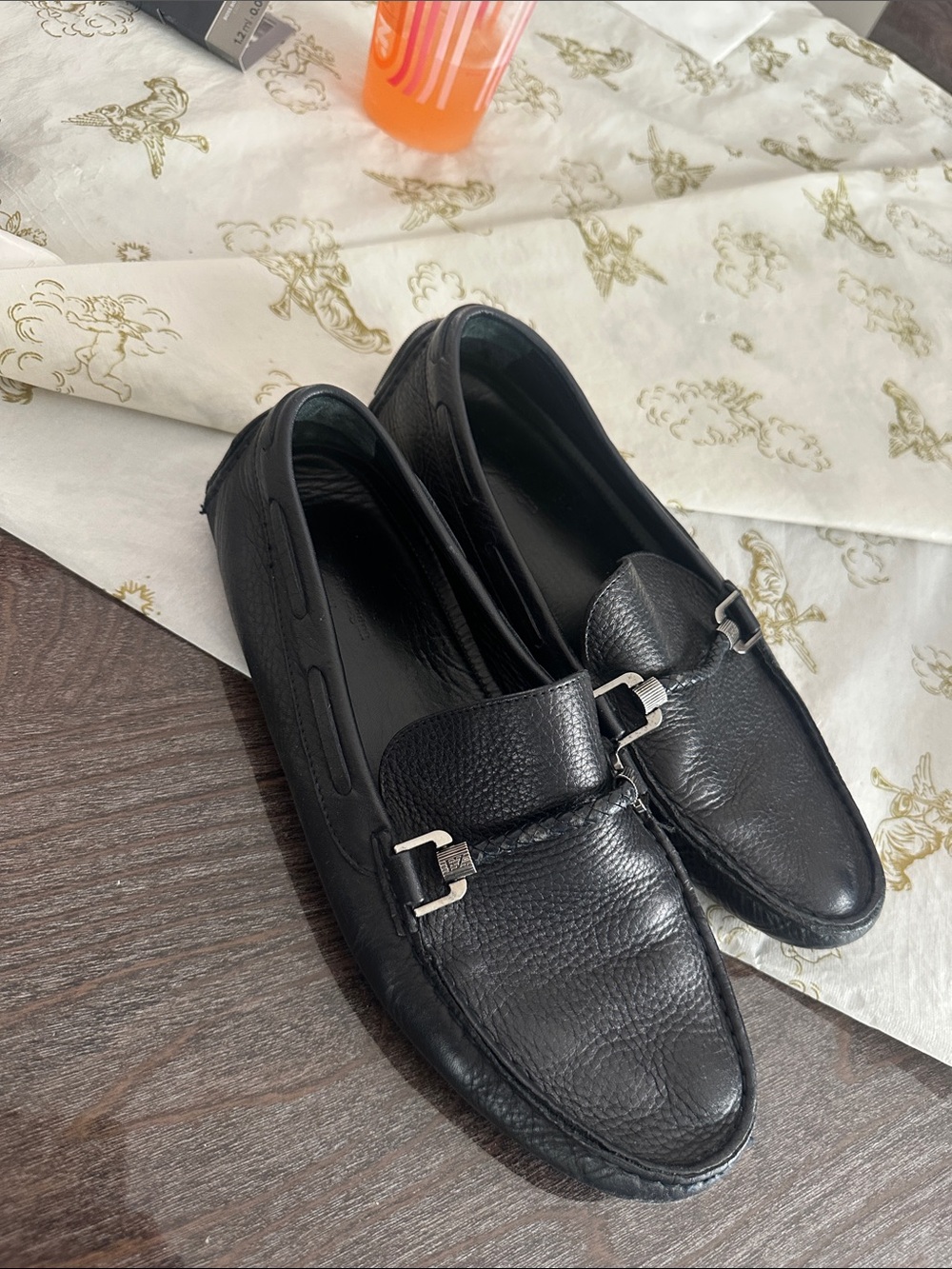 Ermenegildo Zegna Black Pebbled Leather Slip-On Loafers Drivers - Picture 3 of 4